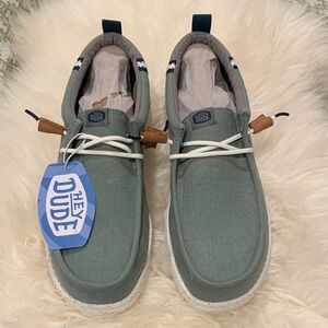 Hey Dude Men’s Iceberg Green/Moon Grey Wally Craft Linen Shoes - Sz M14